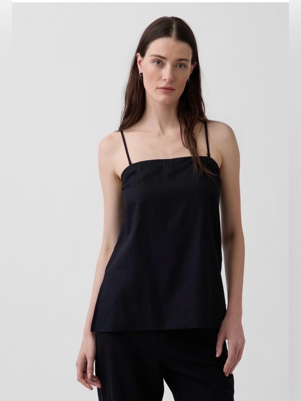 NWT-GAP Black Linen Blend Cami, Medium Petite